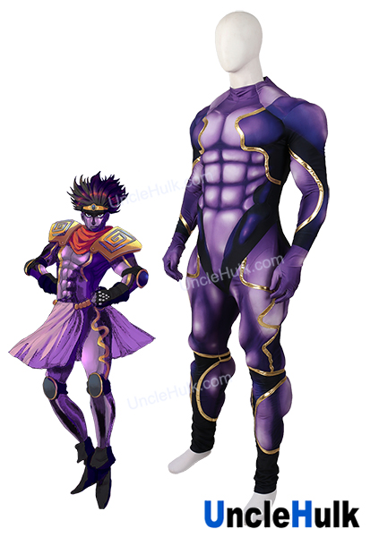 Star Platinum Cosplay Costume Kujo Jotaro Stand from Jojo part 4 - purple  and blue - send collar